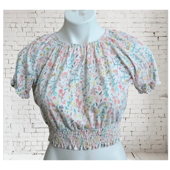 Jessica Simpson Cropped Floral Top White Size L (10) - Picture 1 of 10
